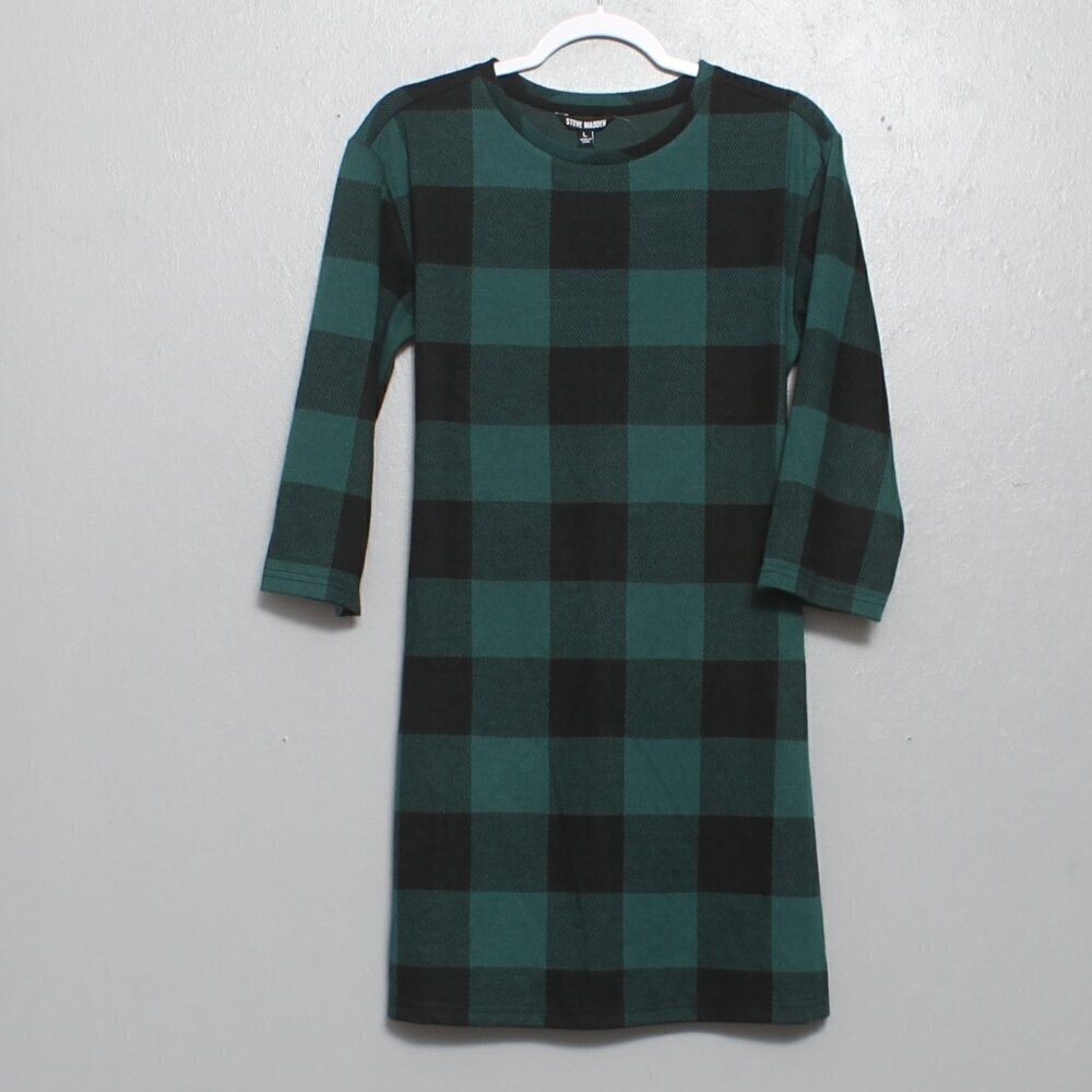 Steve Madden nwt stitch fix exclusive green buffalo plaid long sleeve dress